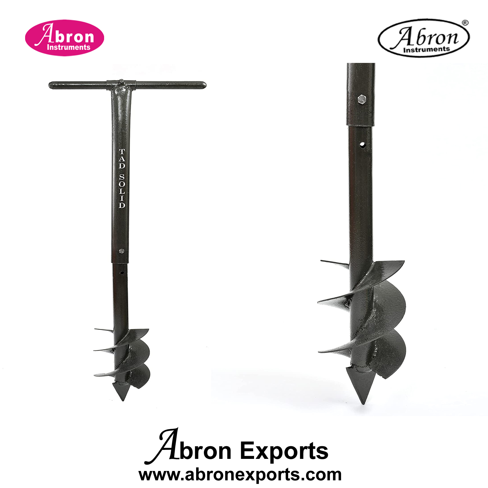 Soil sampling auger Abron Cutting Auger Post Hole Hand Ground Drill 36-40inch long with handle about 18inch-cuttertip Abron ASI-160APC 